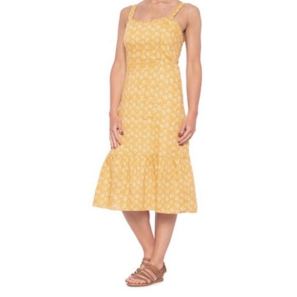 Cynthia Rowley Floral Sleeveless 100% Linen Tiered Midi Dress Women's Size 6